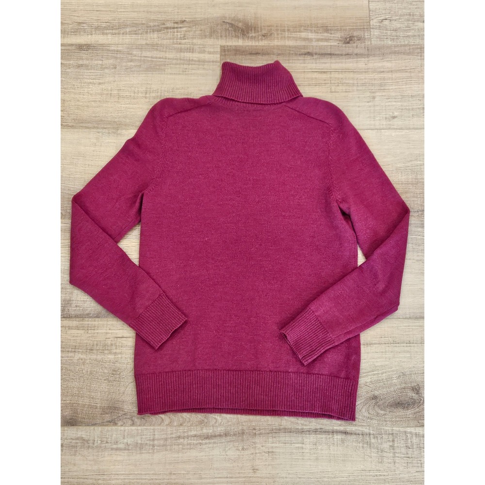 Victor by Victor Alfaro Women S 100% Wool Turtleneck Sweater Burgundy Magenta